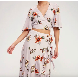 NWT XL CHARLOTTE‎ RUSSE Purple floral Beach Cover up wrap tie top